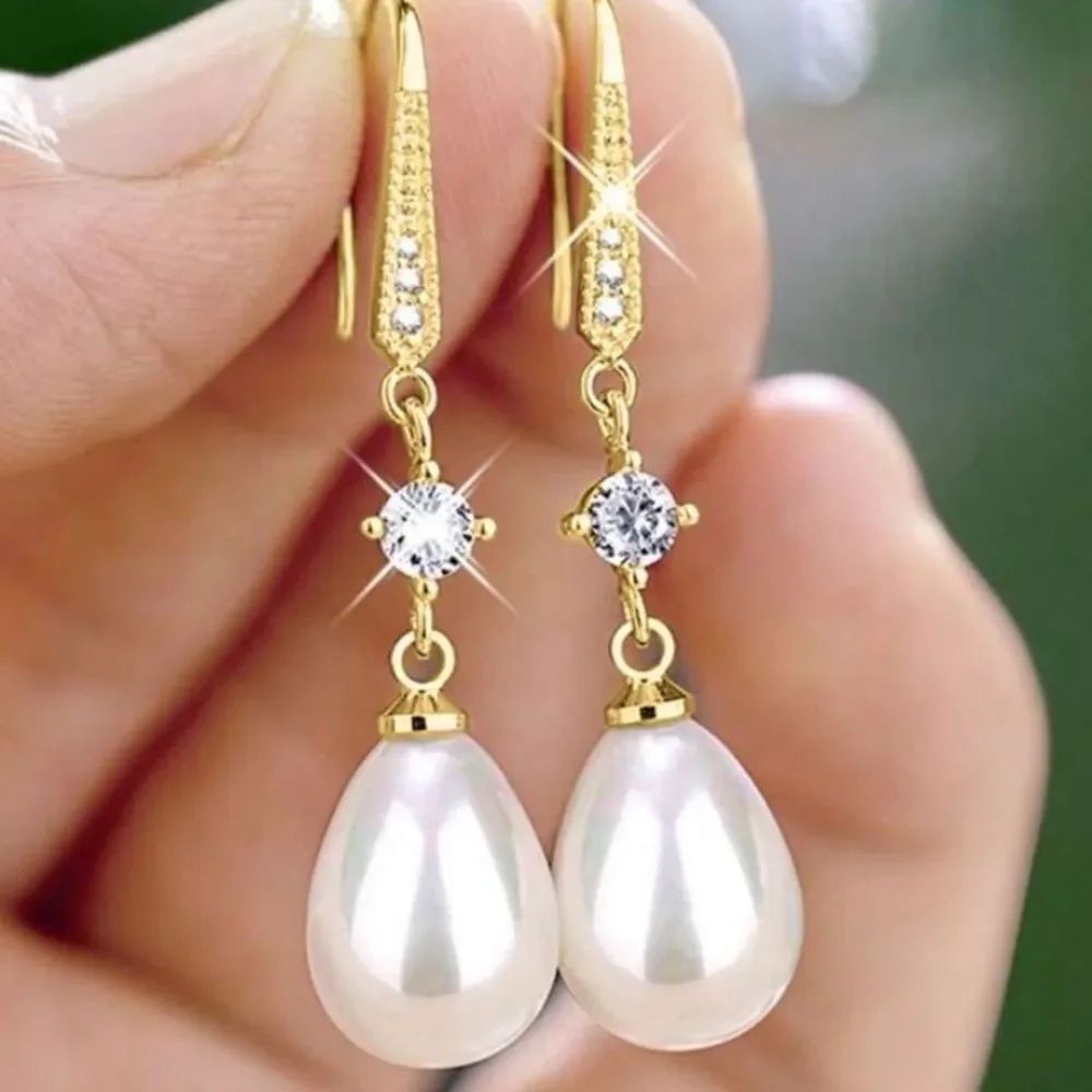3for$20 1 Pair Girls Elegant Cubic Zirconia&Faux Pearl Drop Earrings